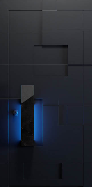 درب Graphic NEO کاپیراش قهوه ای آبی تیره، دستگیره فلزی، نورپردازی